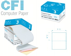 کاغذ کامپیوتر فرم پیوسته 80 ستونی 3  نسخه وسط پرفراژ کاربن لس CFI Computer Paper