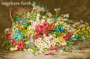 نخ و نقشه آماده گل و گلدان (سبد گل افتاده)