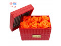 جعبه سورپرایز چرمی قرمز با گل های نارنجی - کد 006 - سورپرایز ویژه
